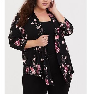 Torrid Floral Drape Studio Knit Cardigan